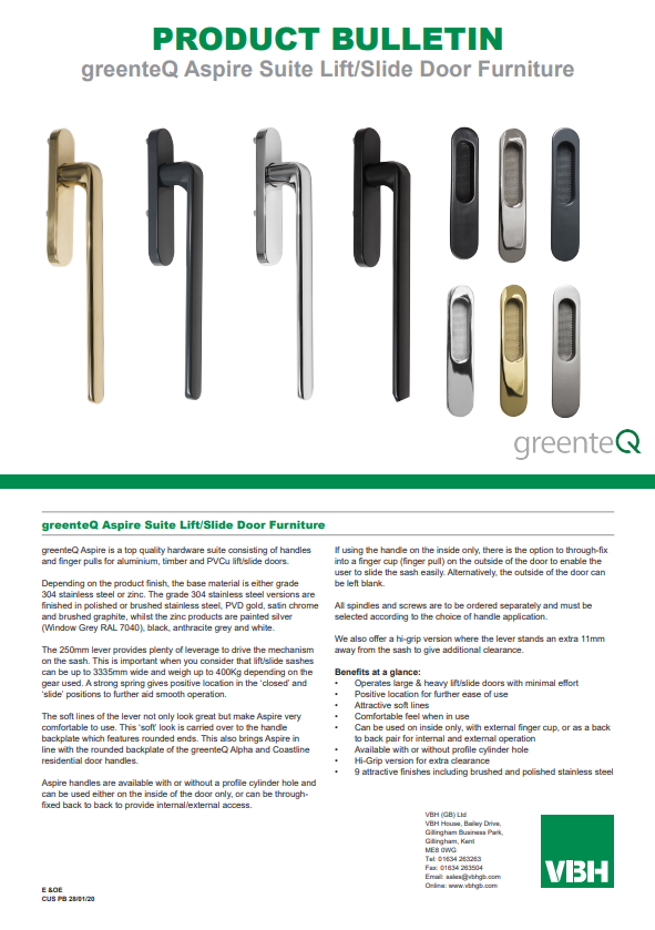 greenteQ Aspire Suite Lift & Slide Door Furniture