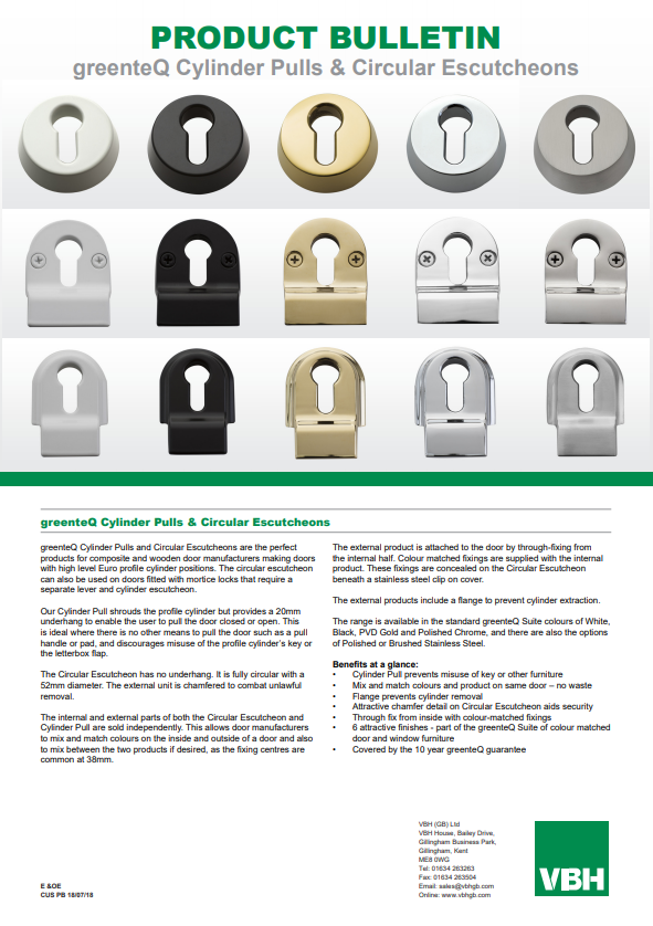 greenteQ Cylinder Pulls & Circular Escutcheons